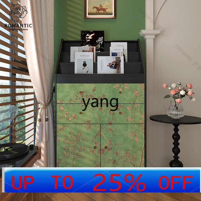 

LH retro home living room bedroom storage floor bookcase decorative magazine cabinet