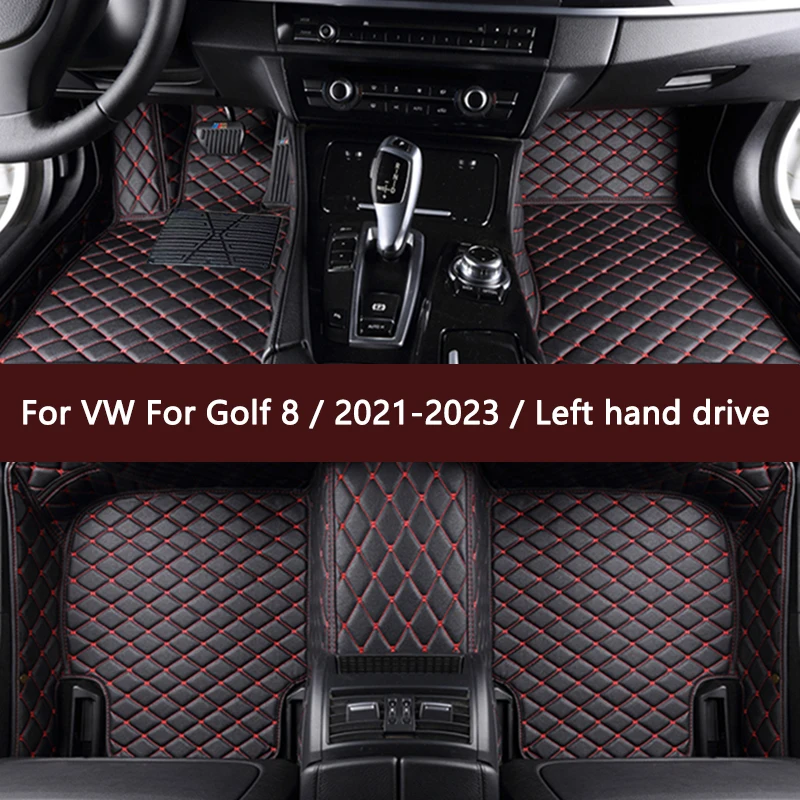 [LHD] Car Floor Mats For VW For Golf 8 / 2021-2023 / Left hand drive 5 Seats PU Leather Car Carpets Foot Pad Accessories