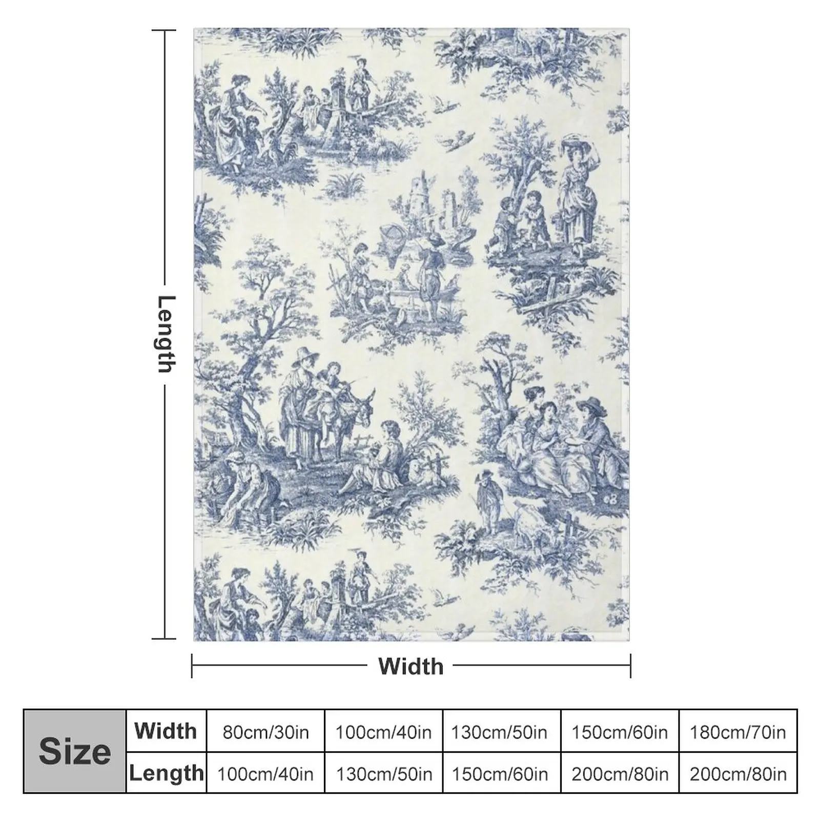 Powder Blue French Toile Picnic Designs Throw Blanket Decorative Throw Blanket Flannel Fabric Fashion Sofa Blankets