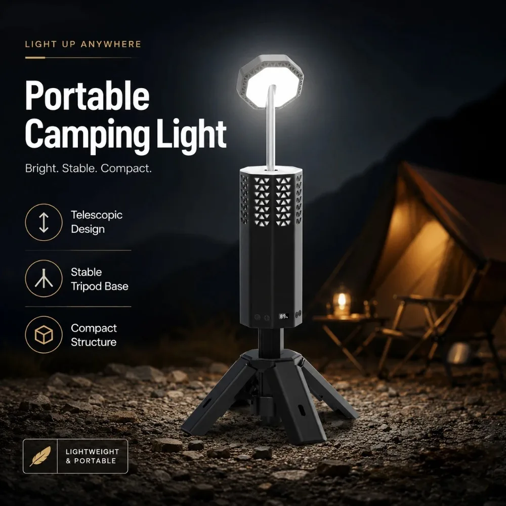 Portable Multifunctional Telescopic Camping Lantern Ultra‑Long Runtime Atmosphere Lamp for Outdoor Camping Hiking Night Lighting