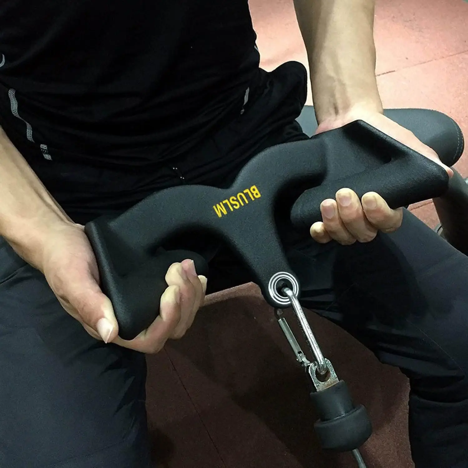 Lat Pulldown-Stange, T-Bar, V-Bar & Trizeps-Seilzugvorrichtung, Hochbelastbarer Stahlgriff mit Mehrfachgriffen für Rücken- und Trizeps-Krafttraining, Rutschfester Ergonomischer Griff, Kompatibel mit