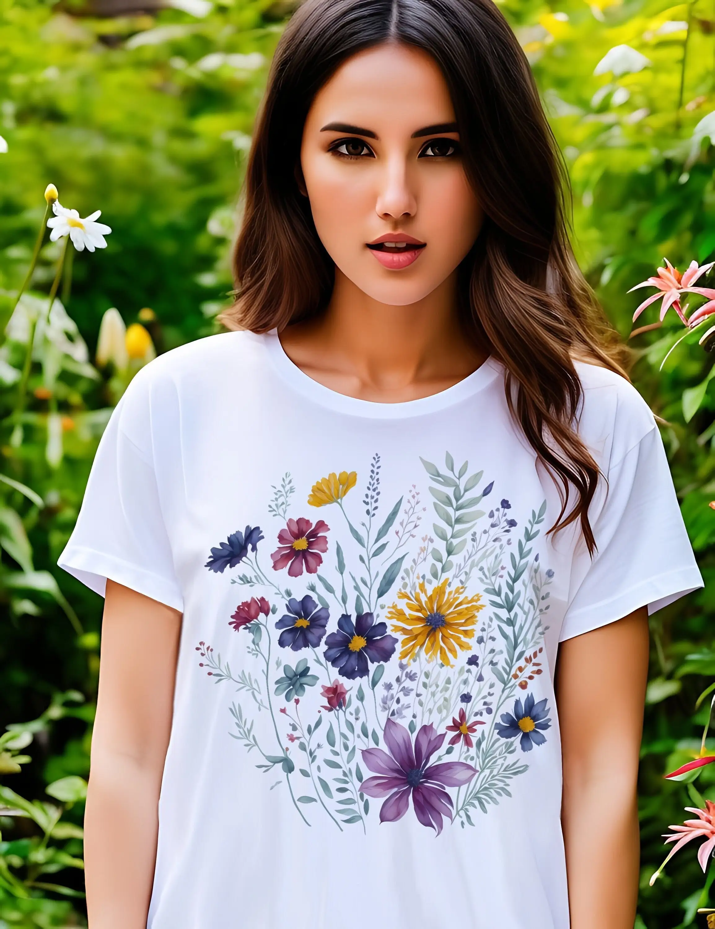 T Shirt Wildblumen Blüten Gepresste Blumen Naturschutz Gartenliebe Natur Pflanzen Plant Mom Blumenliebhaber Gärtnerin 343Apt2