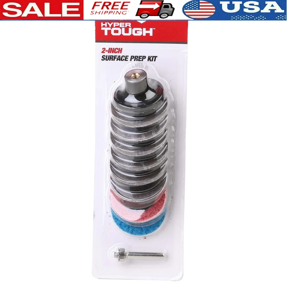 

10 Piece Die Grinder Surface Prep Kit Sanding Discs Cleaning Blending Scuffing Pads Backer Plate Mandrel Drills