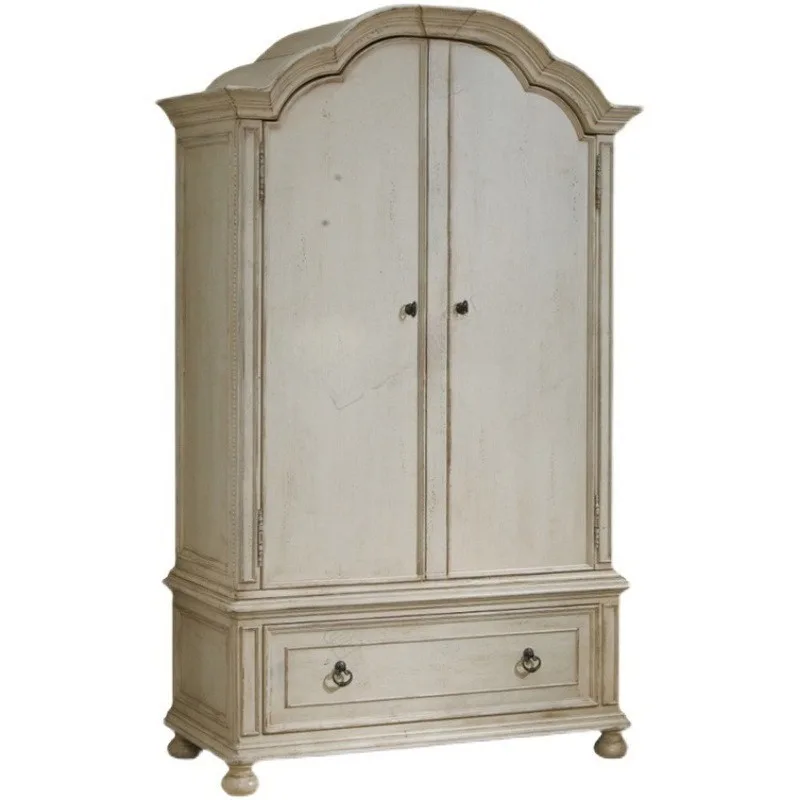 Log bedroom large wardrobe B & B retro light luxury ash wood cabinet locker