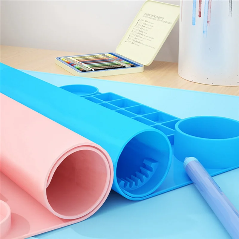 シリコン落書きペイントパッド 2 パック クリアトレースぬり絵クラフトパッド アートパッド カラーパレット 50 X 27.5cm (ピンク)