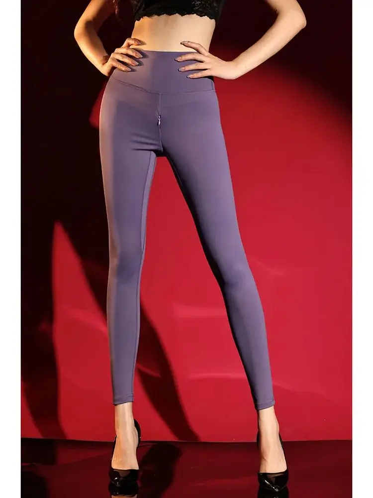 

L-XXL High Waist Invisiable Zipper Open Crotch Leggings Tights Elastic Fitness Legging Yoga Pencil Shark Pants Trousers Pantalon