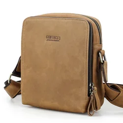 CONTACT'S Casual Men Messenger Bags Genuine Leather Men's Shoulder Bag Famous Brand Design Male Bag High Quality Vintage Bolsos