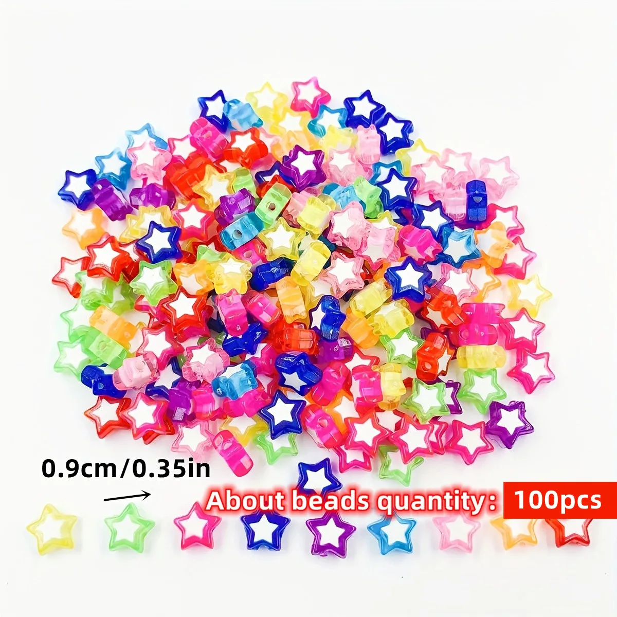 100pcs 9mm 10 Colors Acrylic Star Beads Double Layers Beads Pentagram Mixed Color Loose Beads For Jewelry DIY Making