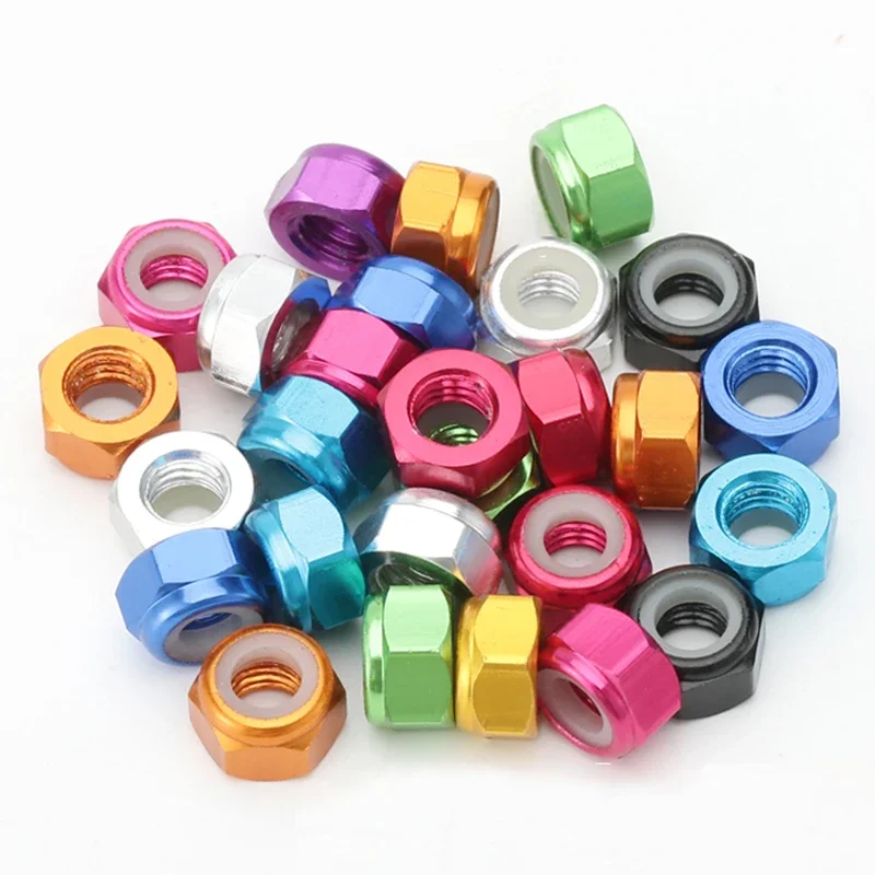 5-50Pcs Lylon Lock Nuts Aluminum Alloy Insert Anti-loose Nut M2 M3 M4 M5