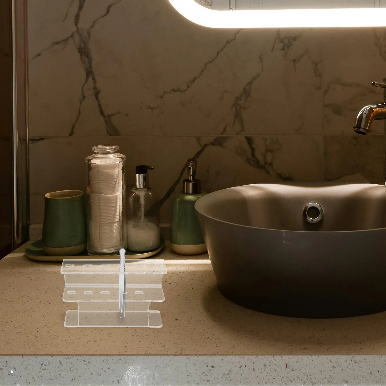 Akrylowy stojak na pęsety, przezroczysty organizer na przedłużanie rzęs, 6-pojemnikowy ekspozytor na narzędzia do makijażu, kosmetyki.