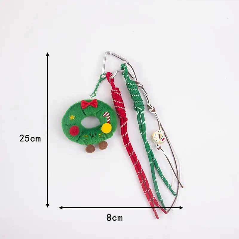 Christmas Plush Cartoon Gingerbread Man Christmas Wreath Pendant Keychain Backpack Hanging Ornament Xmas New Year Gift