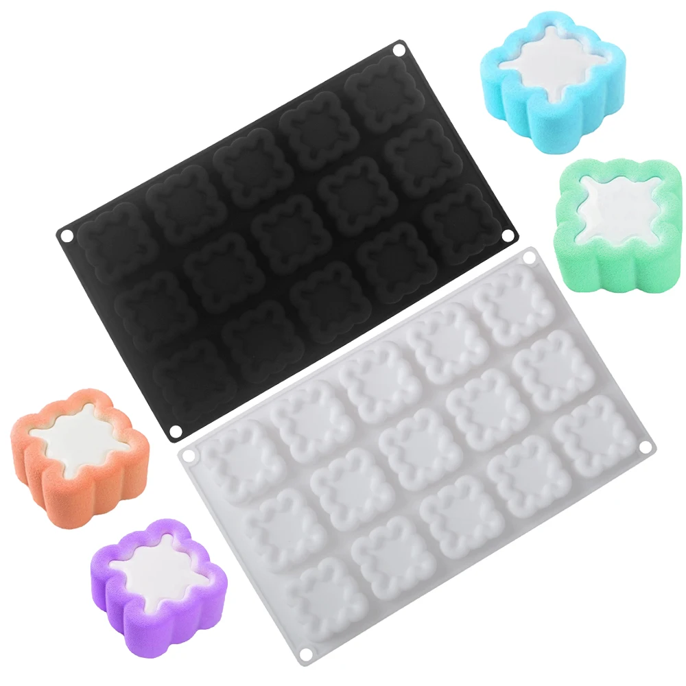 1/6/15-Zellen Welle Faltige Kante Konkaven Quadratischen Mousse Kuchen Formen Silikon Seife Form DIY Kerze Form küche Backformen