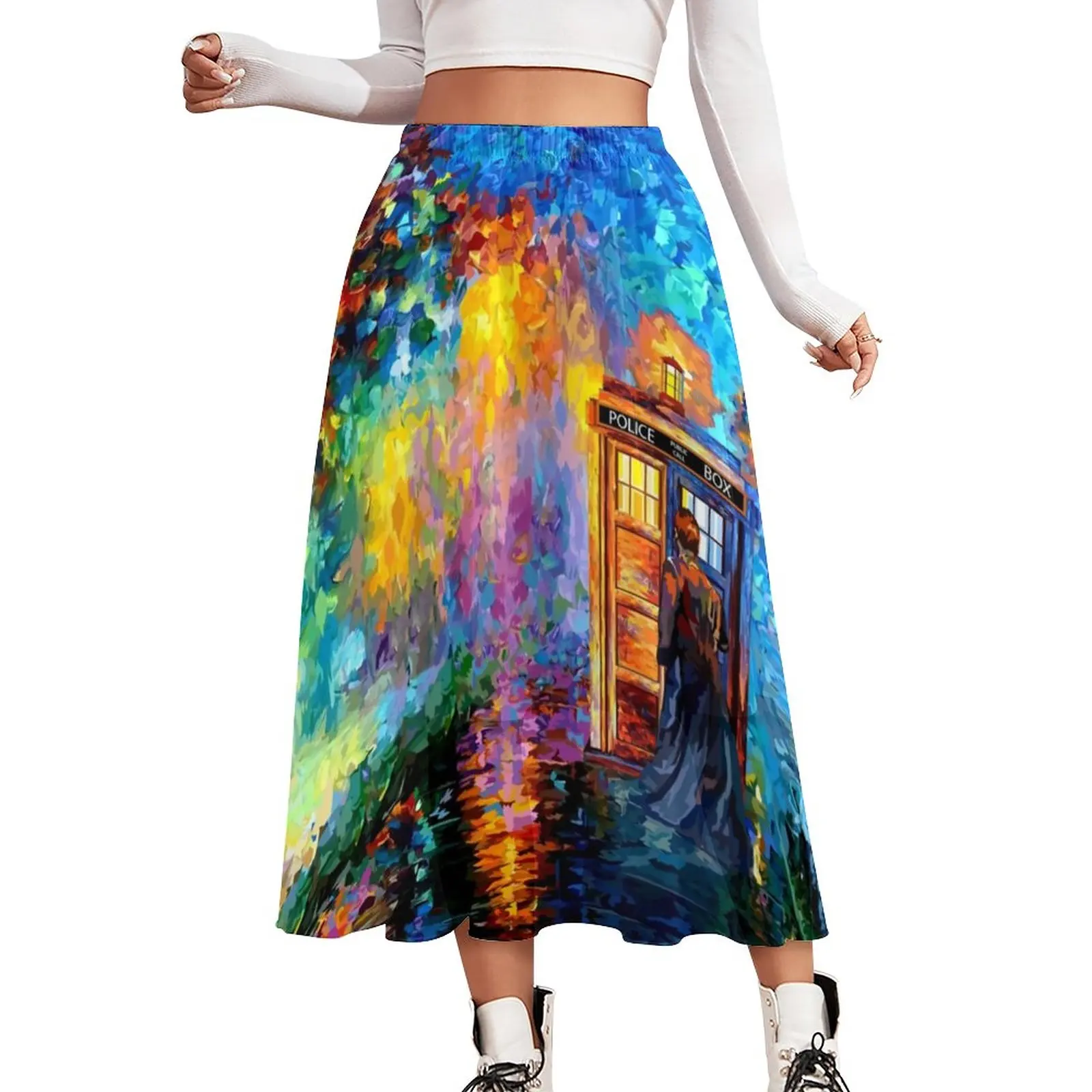 

Van Gogh Skirt Mysterious Man Rainbow Place Y2K Casual Skirts Kawaii Boho Skirt Female Print Oversized Clothes