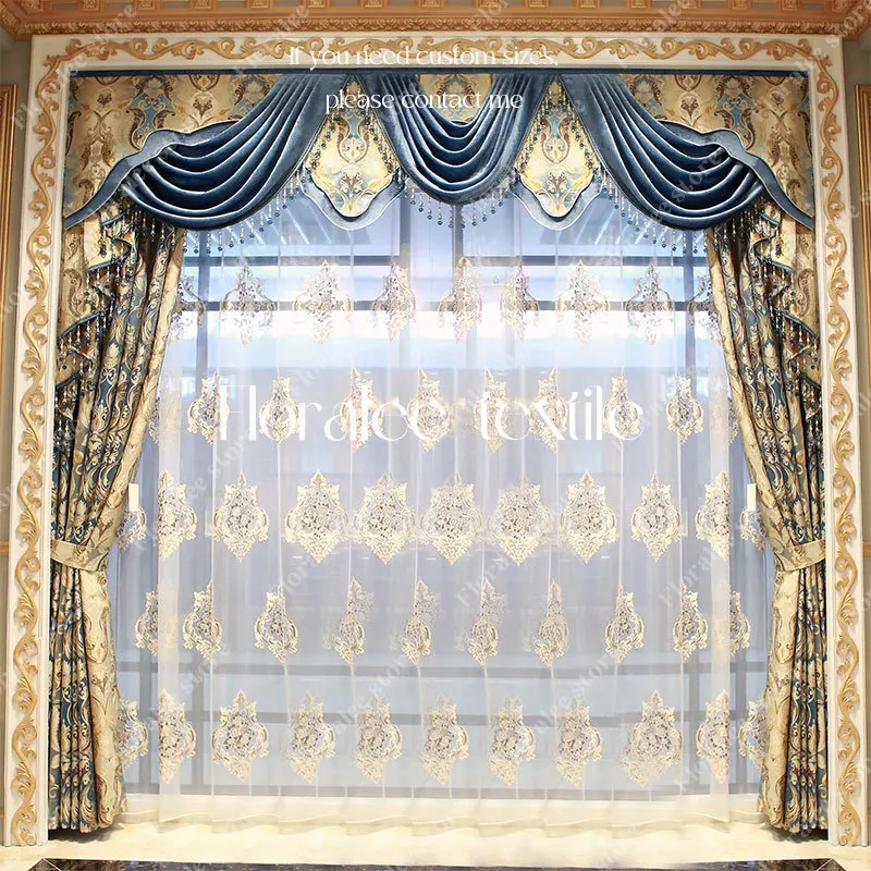 

European Curtains for Living Dining Room Bedroom Luxury American Retro High-end Palace European Lluxury Curtain Head Customized