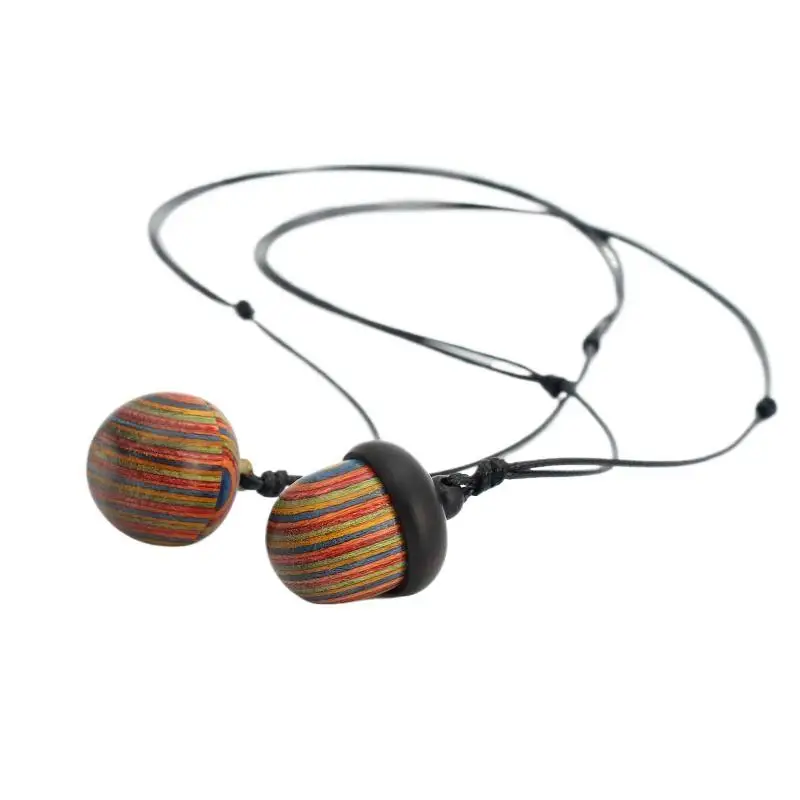 Lightweight Bohemian Acorn Necklace Openable Colorful Wood Pendant Comfortable Jewelry for Women Travel view 6