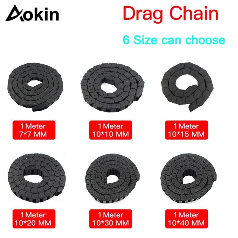Łańcuch kablowy 1 M plastikowy elastyczny kabel przeciągania łańcuszek drut nośnik do drukarki 3D i maszyny CNC 10X20/30/40mm