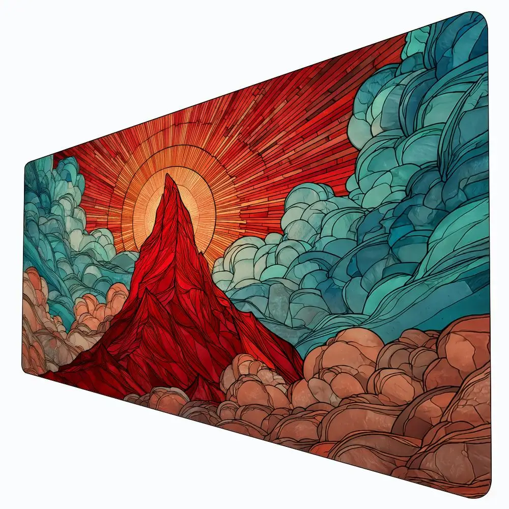 

Stained Glass Style Art Mountain Design MTG Playmat Magic Card Battle Mat Non-Slip Durable Commander playmat tapete magic mtg