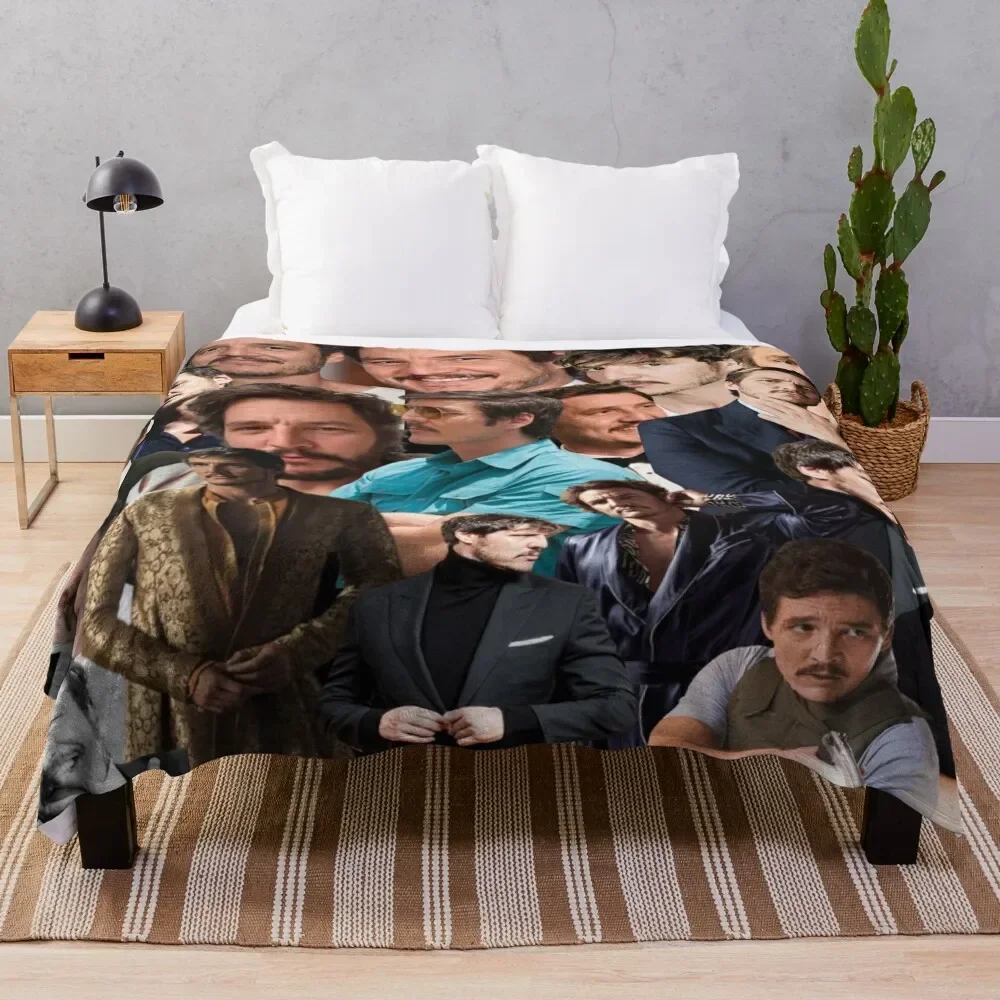 

pedro pascal photo collage Throw Blanket Blankets Sofas Of Decoration Fashion Sofas Blankets For Sofas Quilt for winter Blankets