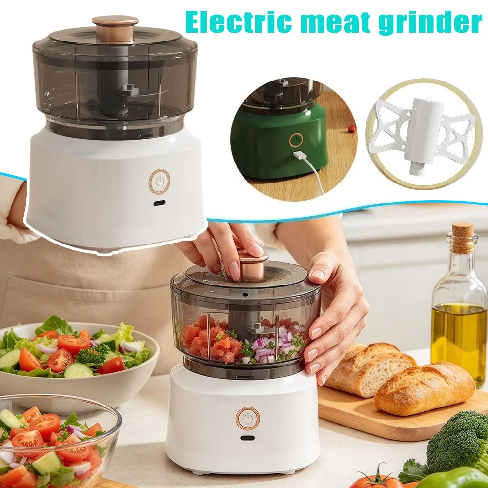 Kitchen Multifunctional Food Processor Wireless Electric Meat Grinder Home Garlic Masher Baby Food Maker USB Charging Easy Clean