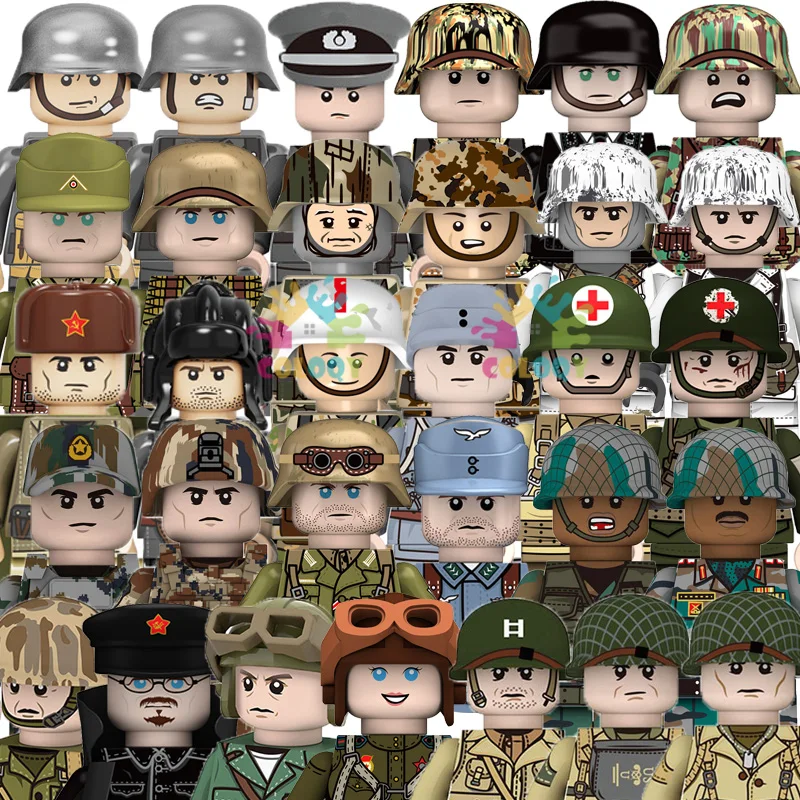 Kids Toys WW2 Military Army Building Blocks US Soviet China UK Soldiers Mini Action Figures Toys For Boys Christmas Gifts