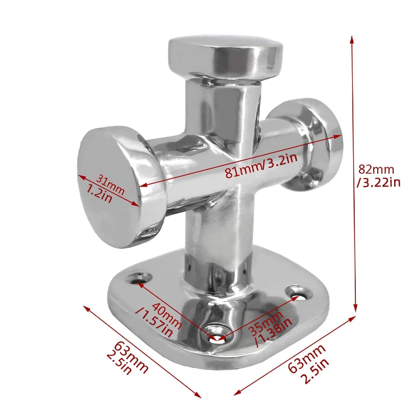 PolarLander Stainless Steel Single Cross Bollard Heavy Duty Cleat Hardware for Boat Yacht Marine 1 Pc Accessories