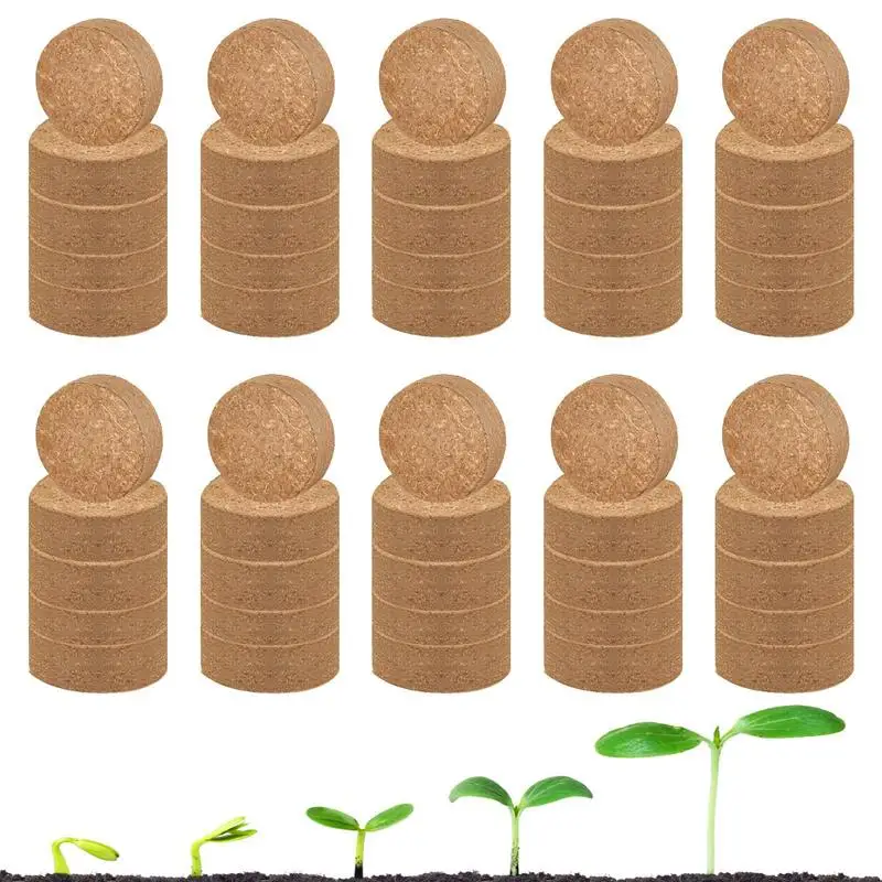 50pcs Planting Coconut Shell Soil Grow Seed Starter Seedling Grow Plug Hydroponic Starter Blocks Soilless Water Cultivation Tool