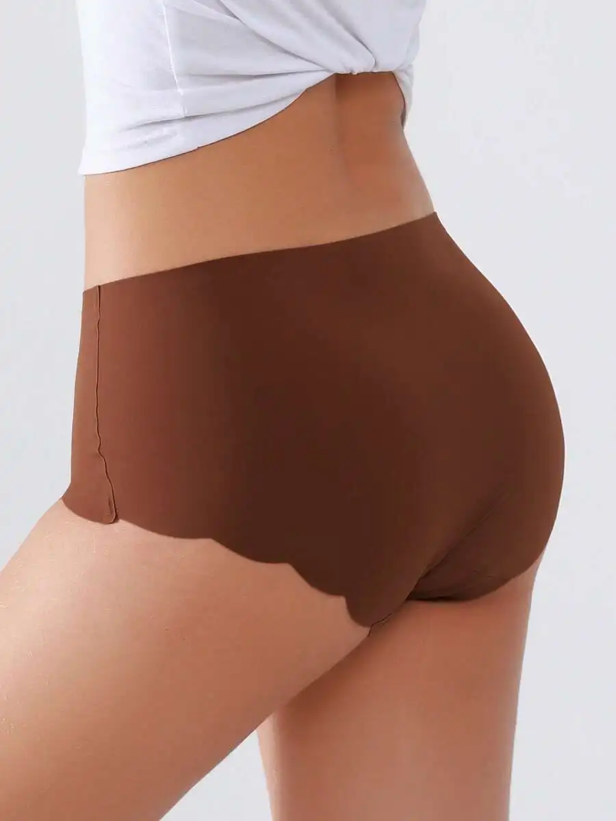 

7 Pcs High-Waisted Wave Hem No Show Briefs Non-Slip Anti-Roll-Up Women Panties S-XXL