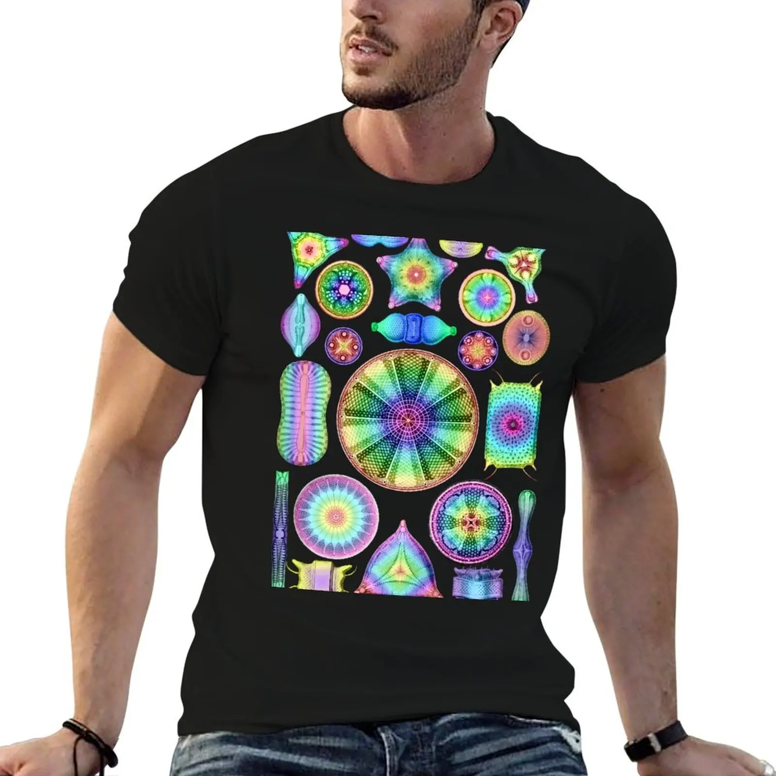 

on custom Rainbow t shirt print Ernst shirt t T-Shirt casual Diatoms Haeckel man Black