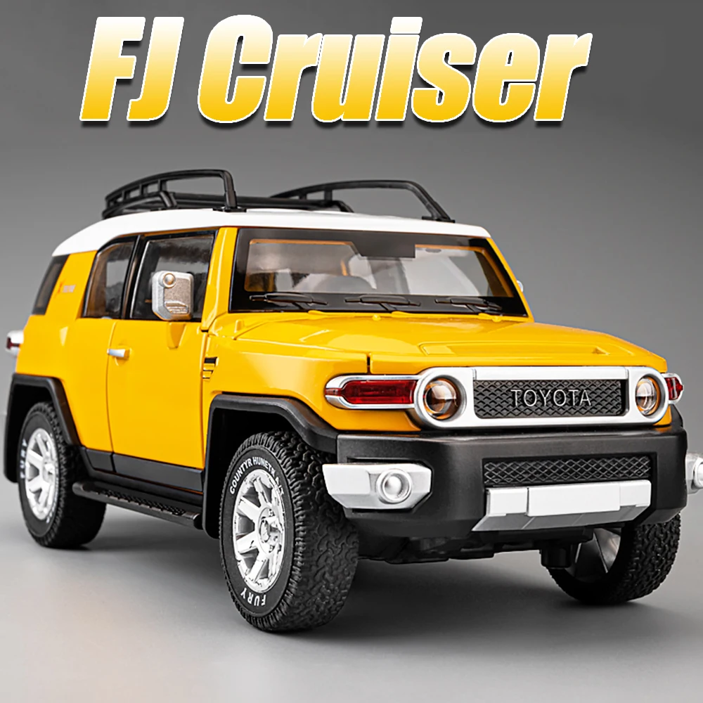 รถโมเดลของเล่น FJ Cruiser Tacoma ขนาด 1:24 รถออฟโรด ผลิตจากโลหะผสม พร้อมเสียง ไฟ ประตูเปิดได้ ระบบดึงกลับ โช้คอัพ รุ่นตกแต่ง