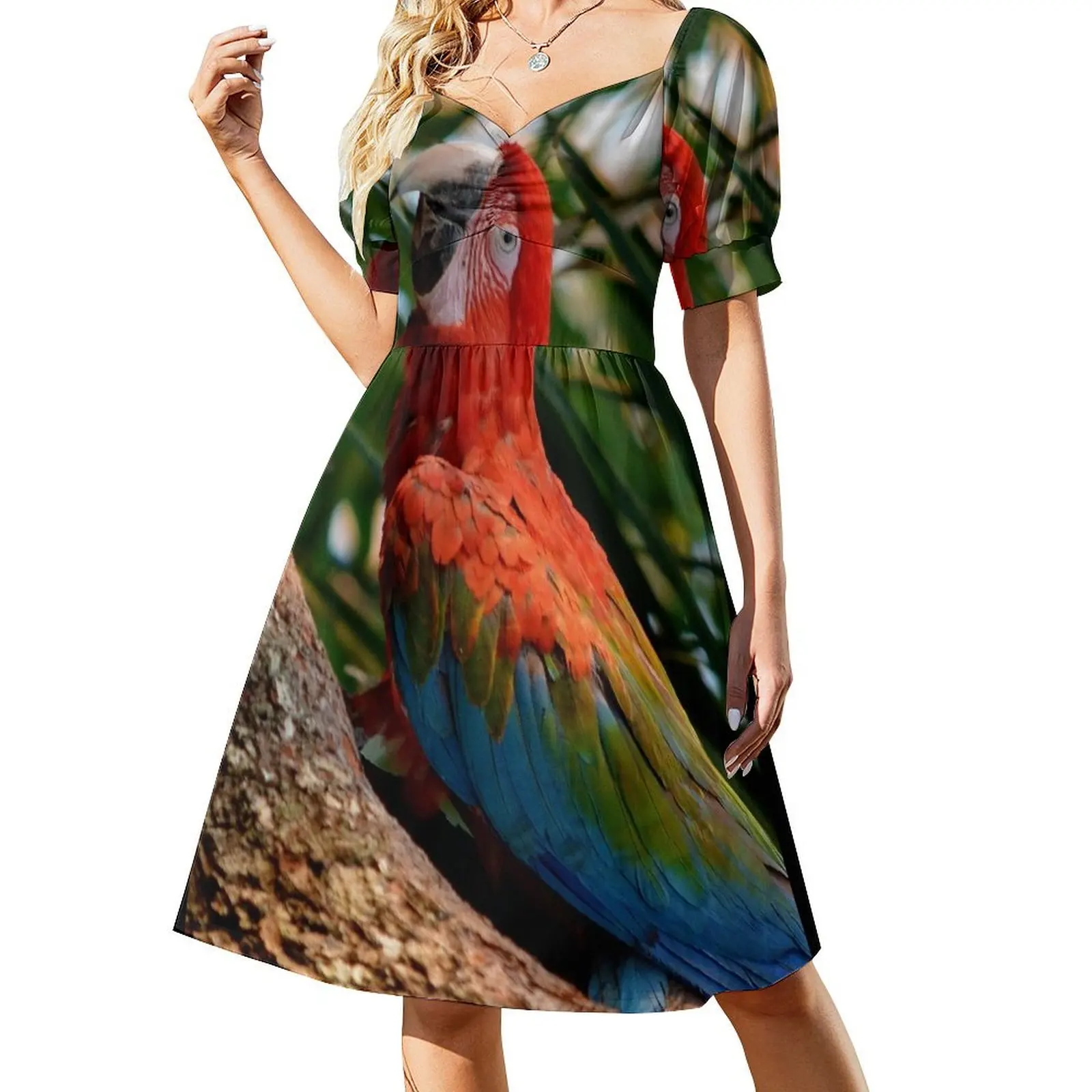 

Ara red-and-green macaw Short Sleeved Dress fairy dress long sleeve dress Woman clothes