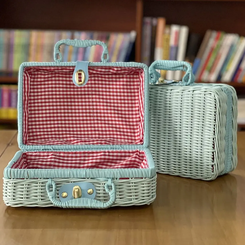 Tragbare kreative Geschenkbox aus Bambusrahmen mit Griff, hochwertiger Rattan-Koffer, Foto-Requisiten, Aufbewahrungsbox, Aufbewahrungskorb