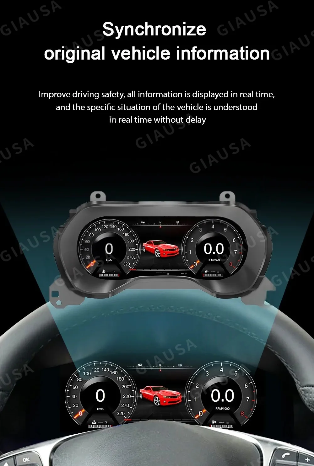 

12,3-дюймовый ЖК-экран приборной панели для Chevrolet Camaro 2015 2016 2017 2018 2019 2020-2023, автомобильный цифровой приборный кластер