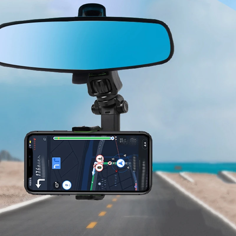 

Adjustable Car Rearview Mirror Phone GPS Bracket 360° Rotatable Auto Rear View Mirror Mobile Phone Holder Gps Navigation Stand