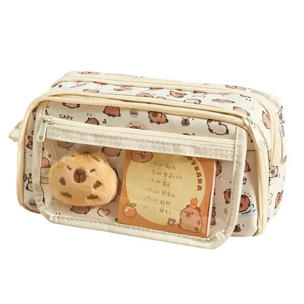 

Multi-layer Capybara Stationery Bag Multifunctional Large Capacity Pen Bag Capybara Sticky Notes Cartoon Pencil Case
