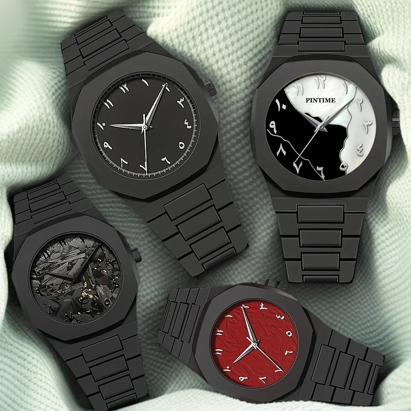 new-arrival-pintime-watch-for-men-silicone-adjustable-strap-simple-stylish-men's-splicing-arabic-numeral-scale-waterproof