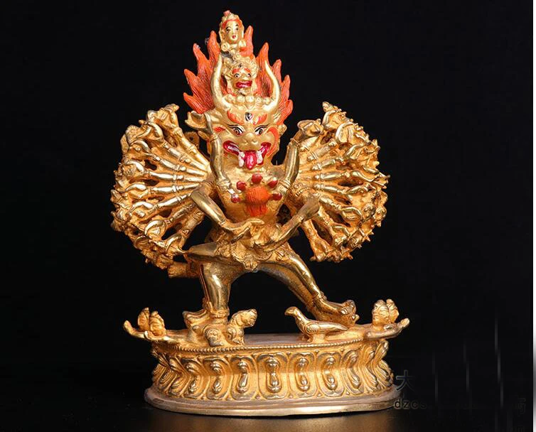 Wholesale Buddhist supplies #  19cm Buddhism Buddha Tantric Dharma Yamantaka gilding brass statue