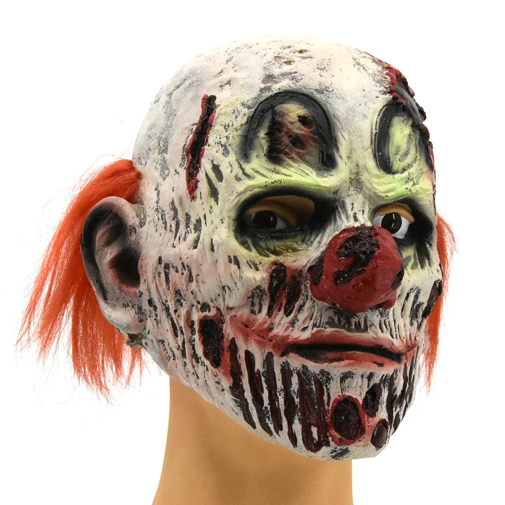 Masque de Clown crâne de Zombie Cosplay horreur diable Joker tueur casque en Latex Halloween carnaval pourim fête crâne de sabot tête en Latex