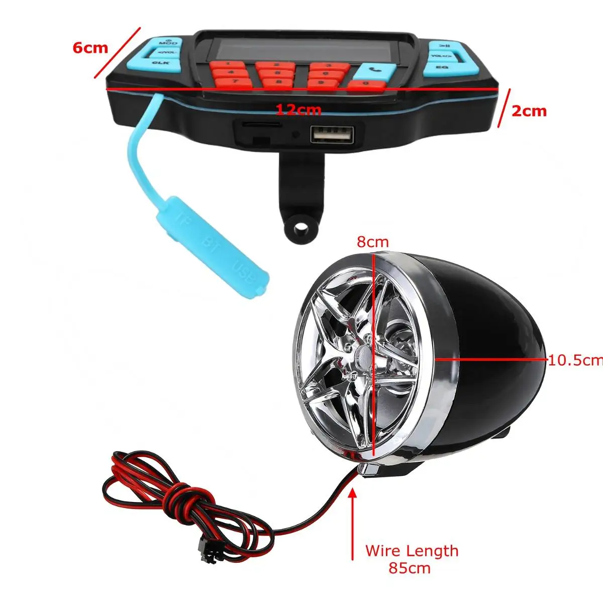 Motorcycle Audio System Waterproof Portable Stereo Speakers FM Radio MP3 Music Player Scooter ATV Remote Control Speaker Scooter