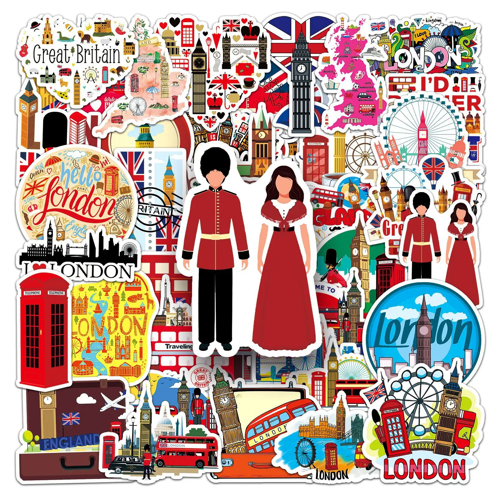 

50PCS Britain Outdoor Scenery Travel Sticker Cartoon Creative Waterproof Graffiti Decal for Pencil Case Cup Scrapbook Diary