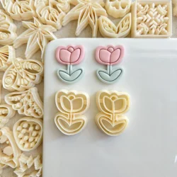 Large Tulip Flower Shaped Soft Pottery Clay Mold Cutting Clay Cutting Molds For DIY Earrings Jewelry Making