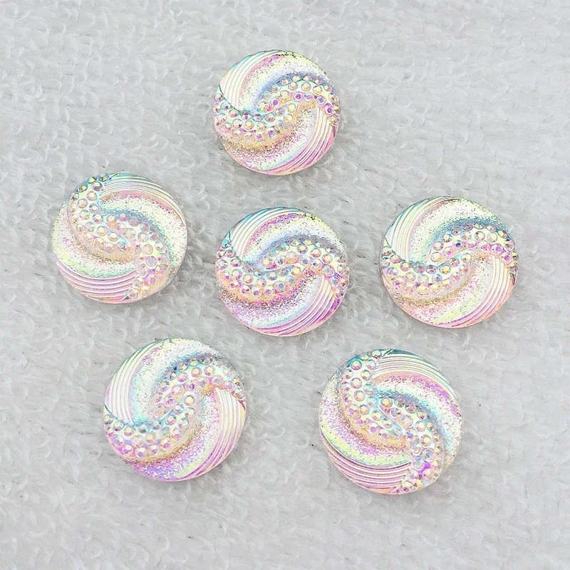 20mm Round Resin Rhinestones Crystal AB Color Acrylic Flatback Decoden Kawaii Cabochons button-B060