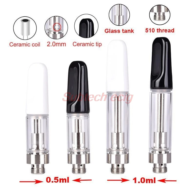 100pcs Ceramic Atomizers CC-ell Vape Cartridges Glass Tank 0.5ml 1.0ml Carts For Thick Oil Cartridge 510 Thread Preheat Battery