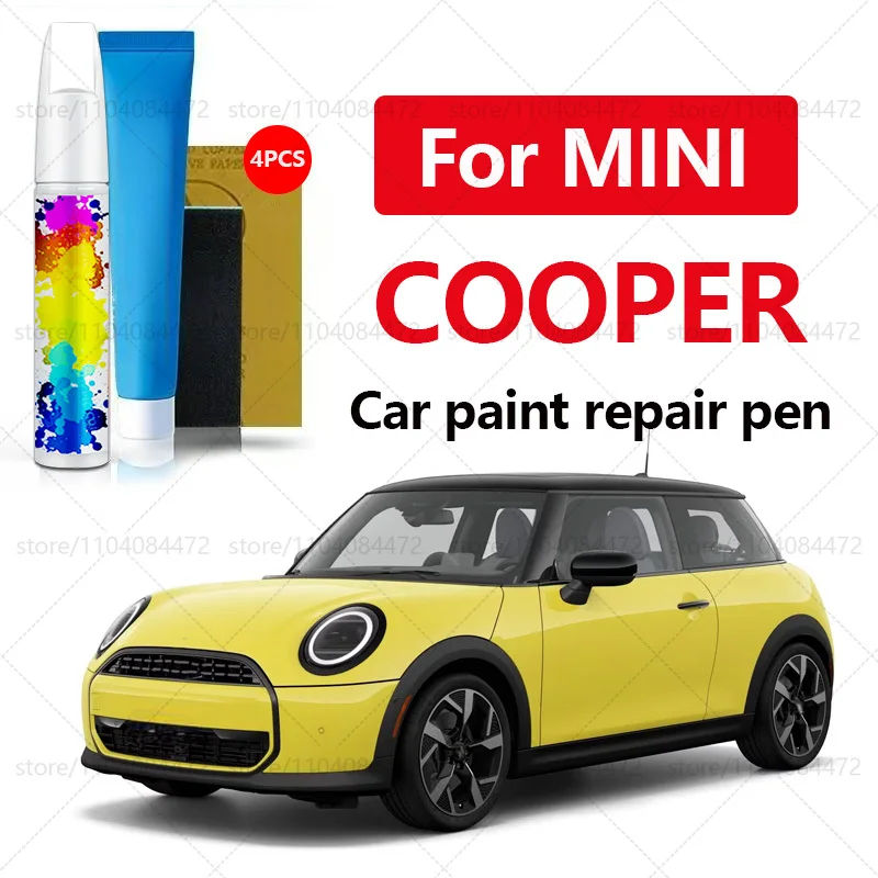 قلم إصلاح طلاء السيارات لـ 1961-2025 طلاء كوبر صغير ملحقات إصلاح الخدش 4 قطعة أخضر C6A أسود C3Y أبيض C6A أزرق C2M