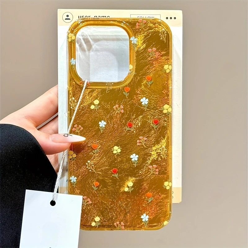 Coque de téléphone en TPU à motif tulipe jaune pleine surface et motif glacier, compatible avec iPhone 17, 16, 15, 14, 13, 12, 11, etc.
