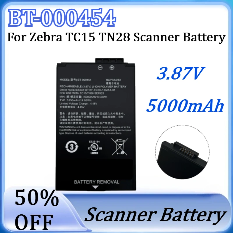 New for BT-000454 3.87V 5000mAh High Quality Battery for Zebra TC15 TN28 Scanner Battery