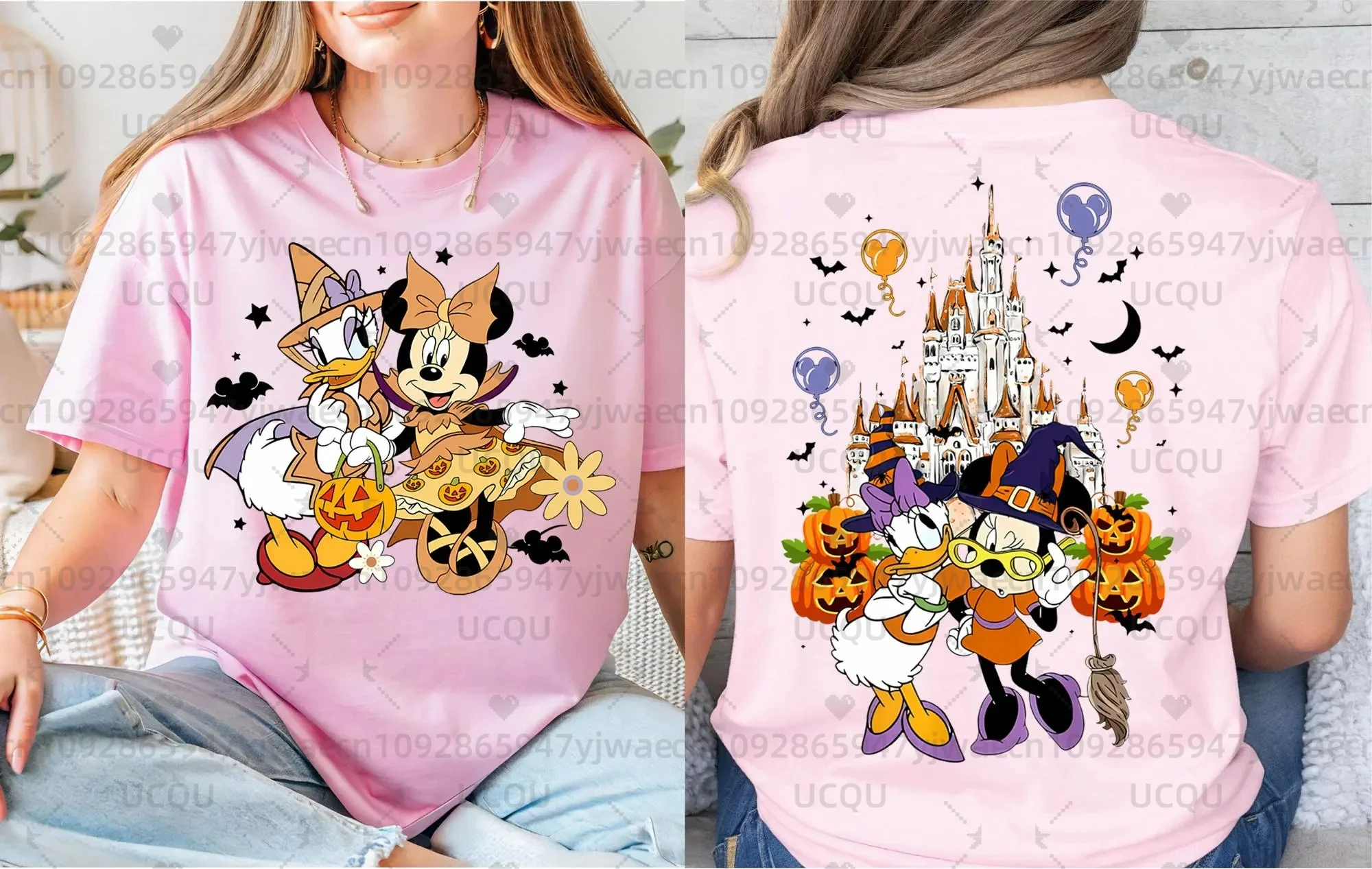 

Minnie And Daisy Halloween Girls Trip Spooky Season Trick Or Treat Shirt Women's Men's Short Sleeve Casual T-shirt Tops