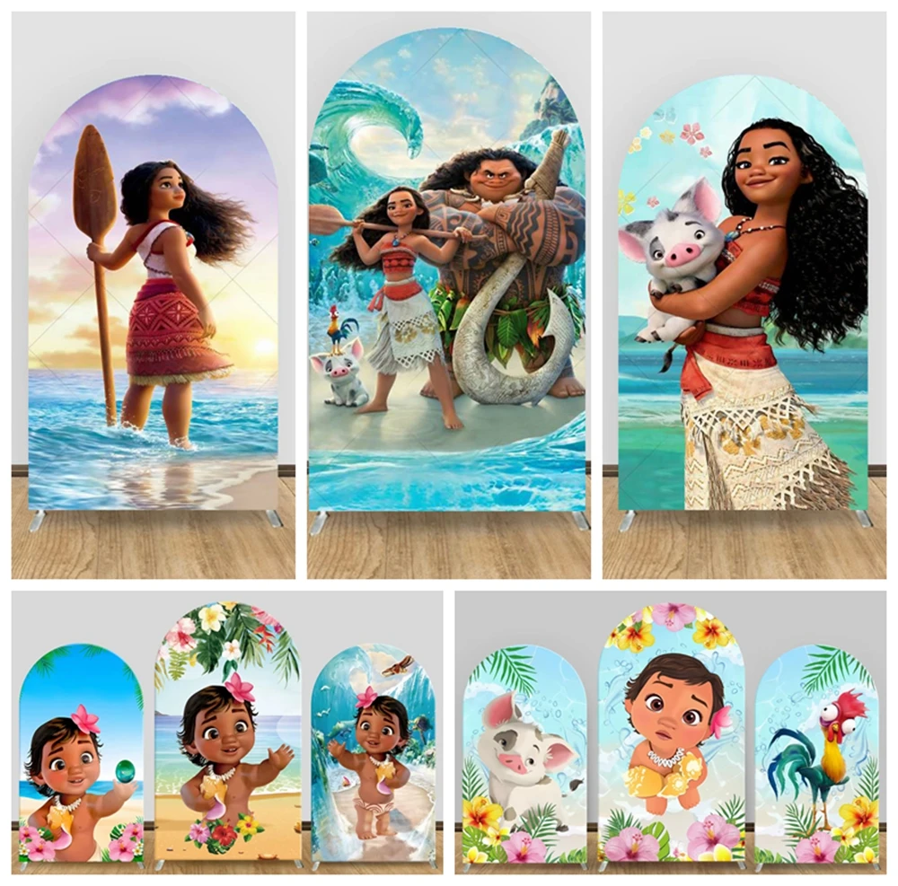 

Disney Ocean Girl Moana Arch Theme Customized Children's Birthday Party Banner Decoration Photography Studio Background Props