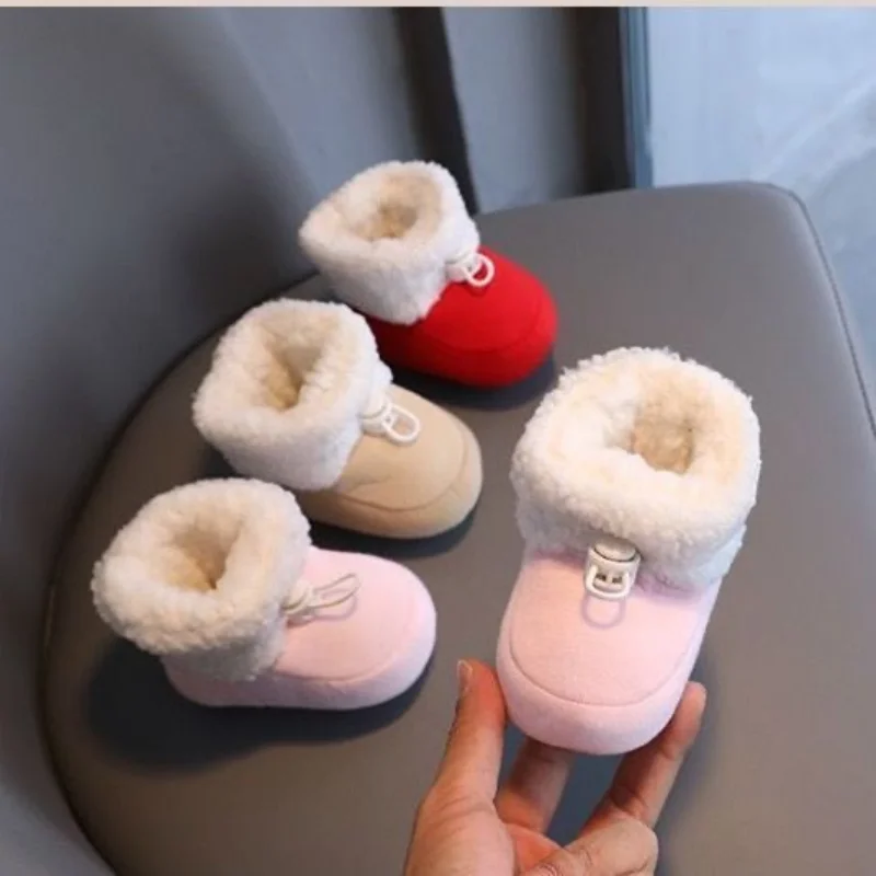 

Baby Cotton Shoes With Plush Insulation Are Suitable For Indoor Soft Soled Walking Boots For Male and Female Babies Aged 0-18M