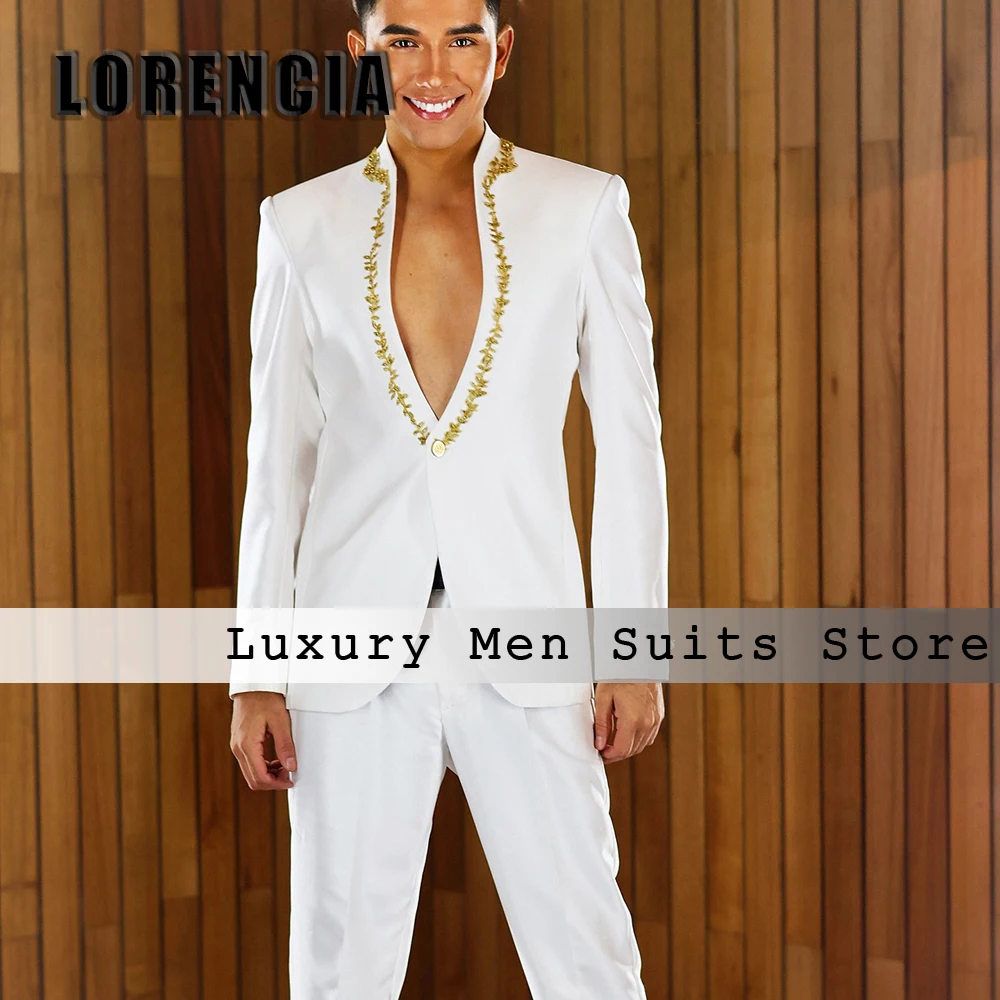 Simple Applique Men Suits 2 Piece Illusion Back Tuxedo Slim Fit Wedding Party Outfits Customized Blazer Pants roupas masculinas