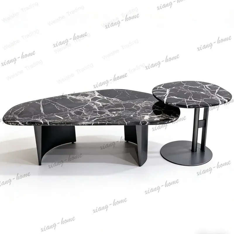 LD Natural luxury stone Naqiu green coffee table marble special-shaped tea table living room, minimalist and advanced